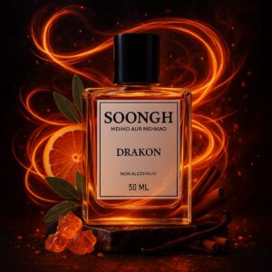 SOONGH Drakon Non-Alcoholic Perfume Bottle with Fiery Aura, Orange Slice, Cinnamon, Vanilla, and Amber Stones – Luxury 50ml Perfume Made in Pakistan